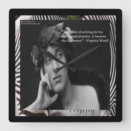 Virginia Woolf & Writers Quote Wall Clock Vierkante Klok (Voorkant)
