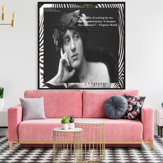 Virginia Woolf & Writing Quote WrappedCanvas Print (Insitu (Woonkamer))