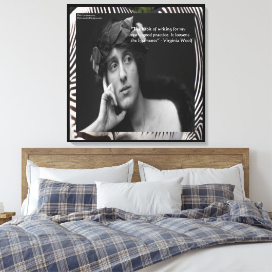 Virginia Woolf & Writing Quote WrappedCanvas Print (Insitu (Slaapkamer))