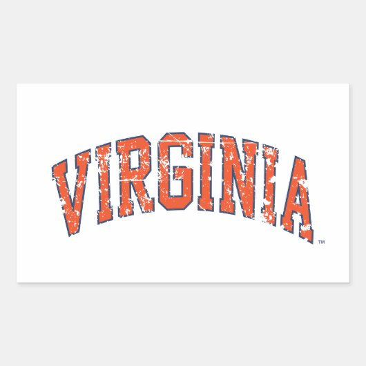 Virginia Wordmark Distress Rechthoekige Sticker (Voorkant)