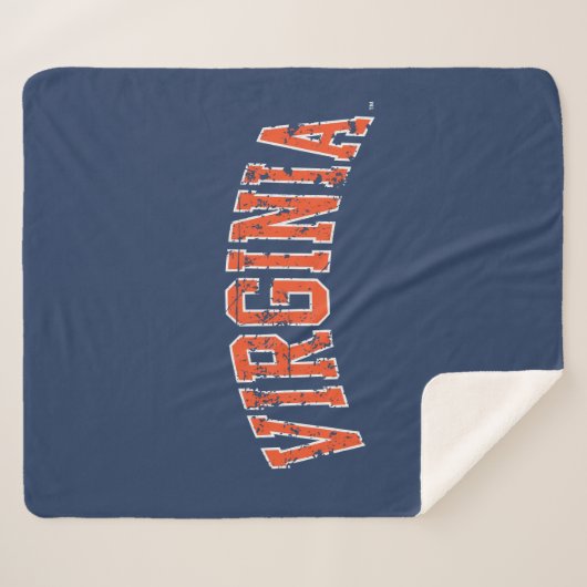 Virginia Wordmark Distress Sherpa Deken (Voorkant (horizontaal))