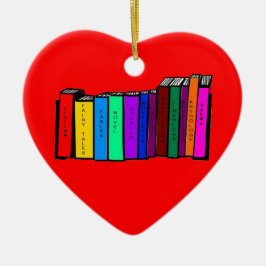 Virginia Wright I Heart Boeken Hart Vorm Keramisch Ornament