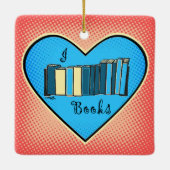 Virginia Wright I Heart Books Kerstmis Keramisch Ornament (Achterkant)
