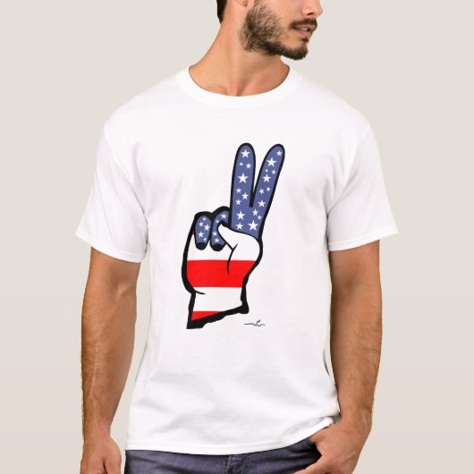 Virginia Wright Peace Sign USA Vlag Vrede T-shirt (Voorkant)