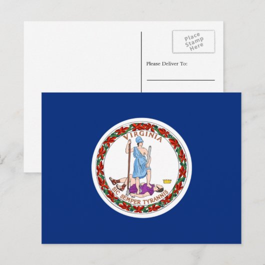 Virginiaanse vlag, vlag van Virginia Briefkaart (Voorkant / Achterkant)