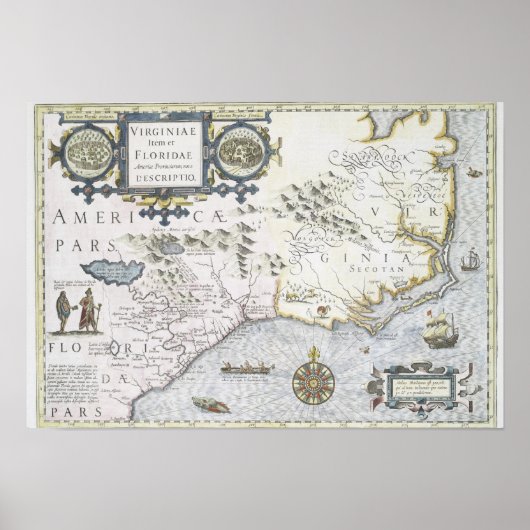 Virginiae Item et Floridae Americarum provinciarum Poster (Voorkant)