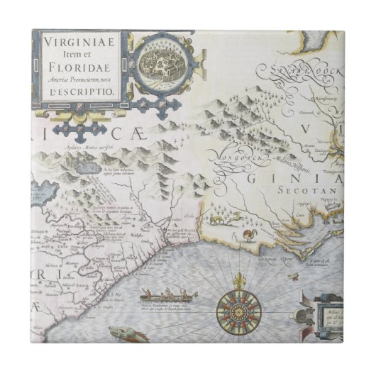 Virginiae Item et Floridae Americarum provinciarum Tegeltje (Voorkant)