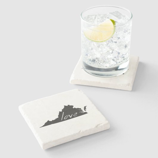 Virginians Love Virginia Shaped Black Chalkboard Stenen Onderzetter (Zijkant)