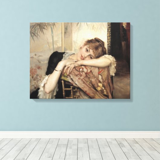 Virginie (De Parijse Vrouw) (door Albert Edelfelt) Canvas Afdruk (Insitu (Houten vloer))