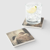 Virginie (De Parijse Vrouw) (door Albert Edelfelt) Stenen Onderzetter (Zijkant)