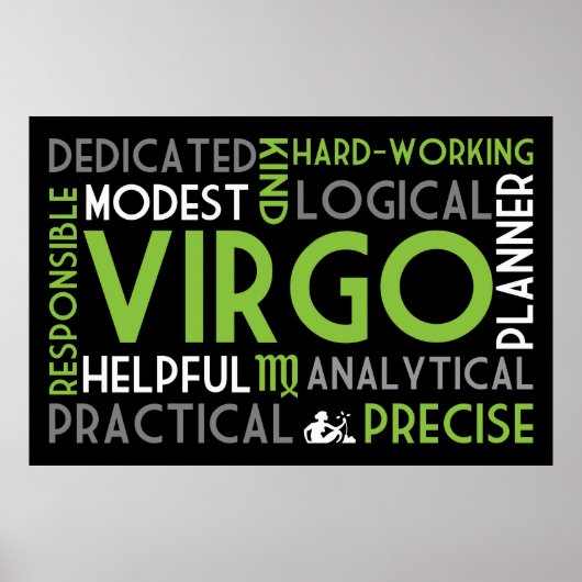 Virgo Astrology Word Collage Print (Voorkant)