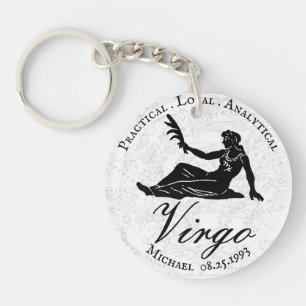 Virgo Astrology Zodiac Traits Custom Black White Sleutelhanger