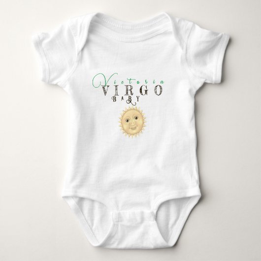 Virgo Baby Jumper Sun Sign Happy Face sterrenbeeld Romper (Voorkant)