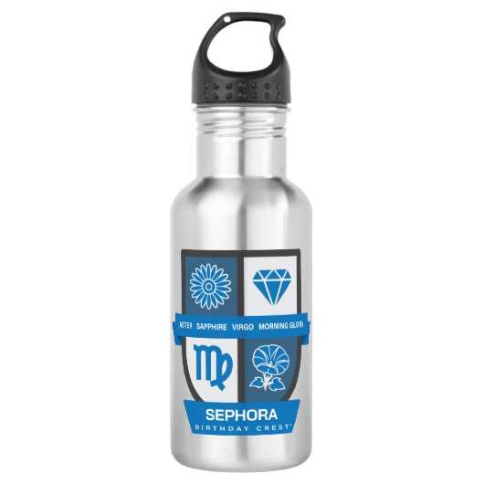 Virgo Birthday Crest™ for September 1-22 Waterfles (Voorkant)