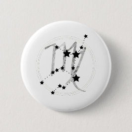 Virgo Black & Silver zodiac constellatie astro Ronde Button 5,7 Cm