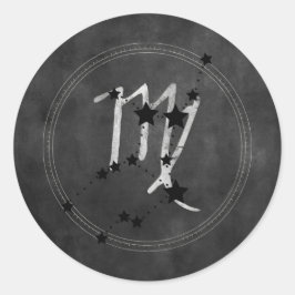 Virgo black stars silver zodiac constellation ronde sticker