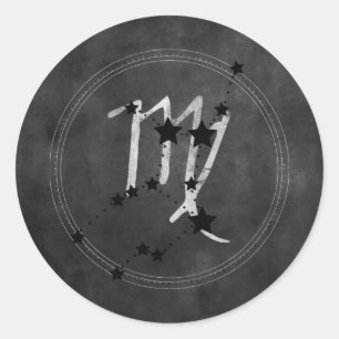 Virgo black stars silver zodiac constellation ronde sticker