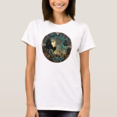 Virgo Blauwgroen en Black Waterverf Zodiac T-Shirt (Voorkant)