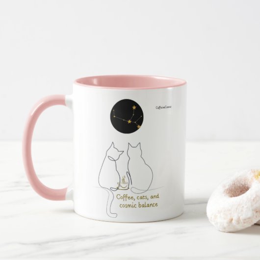Virgo + Cat + Coffee – Custom Mug Mok (Met donut)