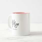 Virgo Chic Horoscoop Modern Script Zodiac Sign Tweekleurige Koffiemok (Voorkant links)