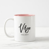 Virgo Chic Horoscoop Modern Script Zodiac Sign Tweekleurige Koffiemok (Links)