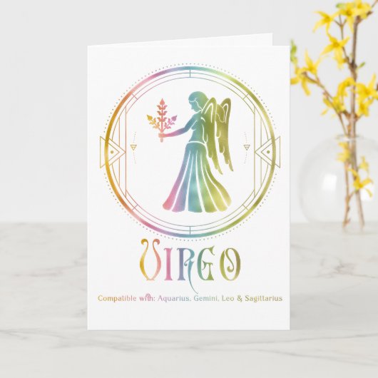 Virgo Compatibility Birthday Wenskaart Kaart (Gele Bloem)