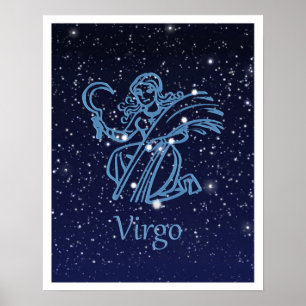 Virgo Constellation and Zodiac Sign with Stars Poster