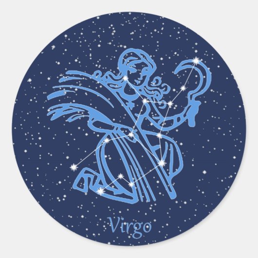 Virgo Constellation and Zodiac Sign with Stars Ronde Sticker (Voorkant)