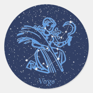 Virgo Constellation and Zodiac Sign with Stars Ronde Sticker