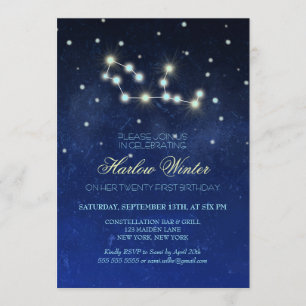 Virgo Constellation Birthday Party Kaart