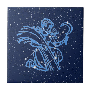 Virgo Constellation en Sun Sign with Stars Tegeltje