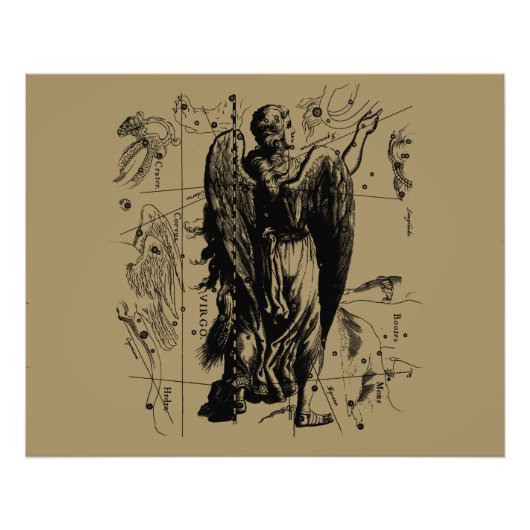 Virgo Constellation Hevelius 1690 aug 23 september Foto Afdruk (Voorkant)
