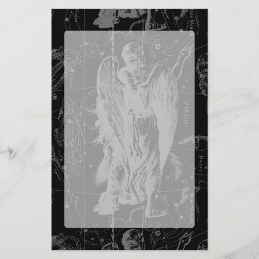 Virgo Constellation Hevelius 1690 on Black Briefpapier (Voorkant)
