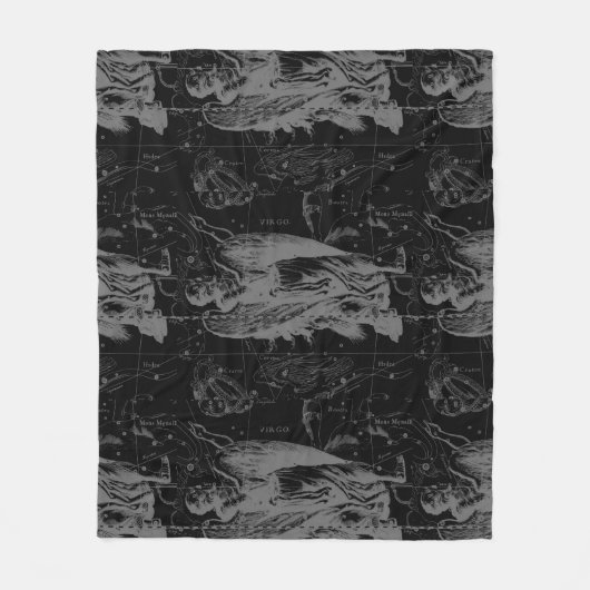 Virgo Constellation Hevelius 1690 on Black Fleece Deken (Voorkant)