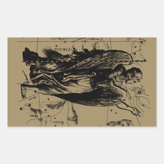 Virgo Constellation Hevelius Etching Style Rechthoekige Sticker (Voorkant)