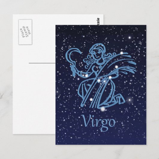 Virgo Constellation & Zodiac Sign met sterren Briefkaart (Voorkant / Achterkant)