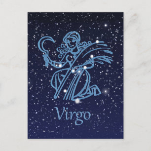 Virgo Constellation & Zodiac Sign met sterren Briefkaart