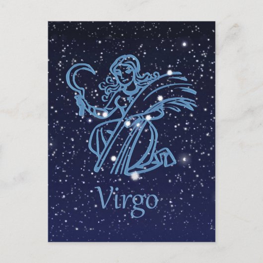 Virgo Constellation & Zodiac Sign met sterren Briefkaart (Voorkant)