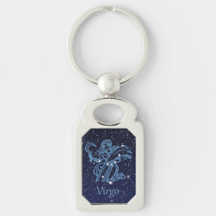Virgo Constellation & Zodiac Sign met sterren Sleutelhanger