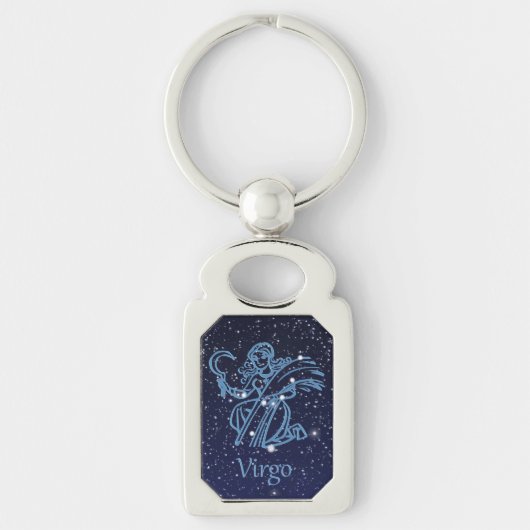 Virgo Constellation & Zodiac Sign met sterren Sleutelhanger (Voorkant)