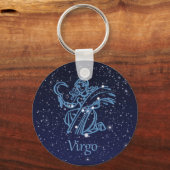 Virgo Constellation & Zodiac Sign met sterren Sleutelhanger (Voorkant)