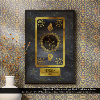 Virgo Dark Zodiac Astrology: Black Gold Naam Poster