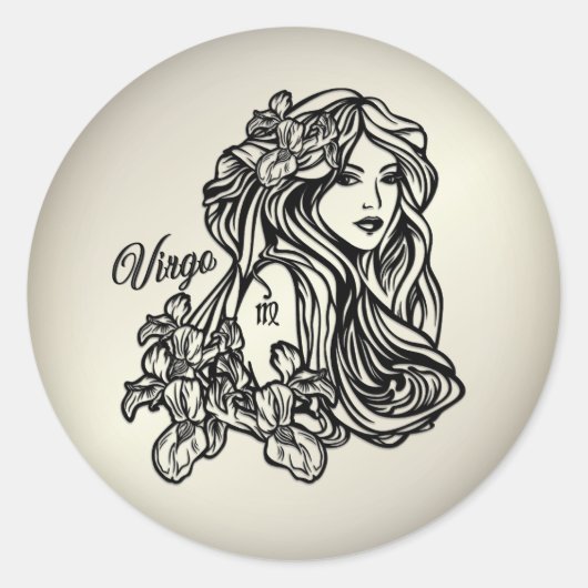 Virgo de Antiek goudkoorts van de maagd Ronde Sticker (Voorkant)