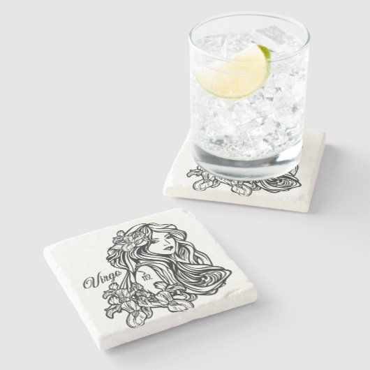 Virgo de dierentuin van de maagd stenen onderzetter (Zijkant)