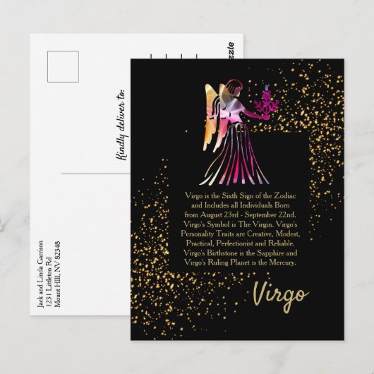 Virgo de Maagd Briefkaart (Voorkant / Achterkant)