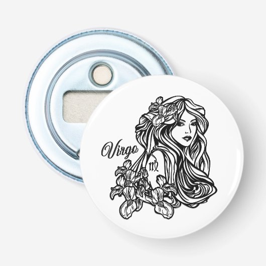 Virgo de maagd Zodiac Glass Button Flesopener (Voorkant)