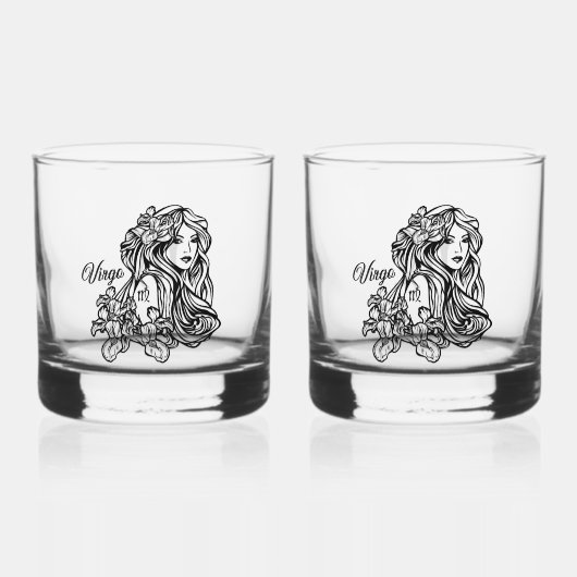 Virgo de maagd Zodiac Glass Whisky Glas (Voorkant)