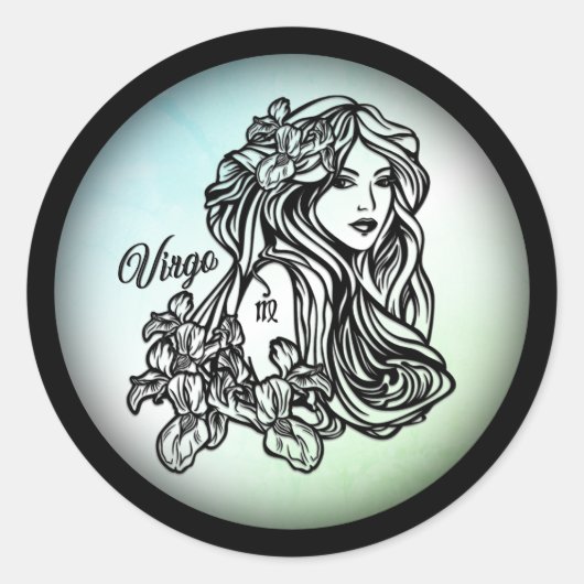 Virgo de maagd Zodiac Green Ronde Sticker (Voorkant)