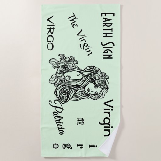 Virgo de maagd Zodiac Green Strandlaken (Voorkant)