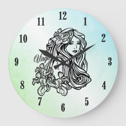 Virgo De Maagd Zodiac Mint Grote Klok (Voorkant)